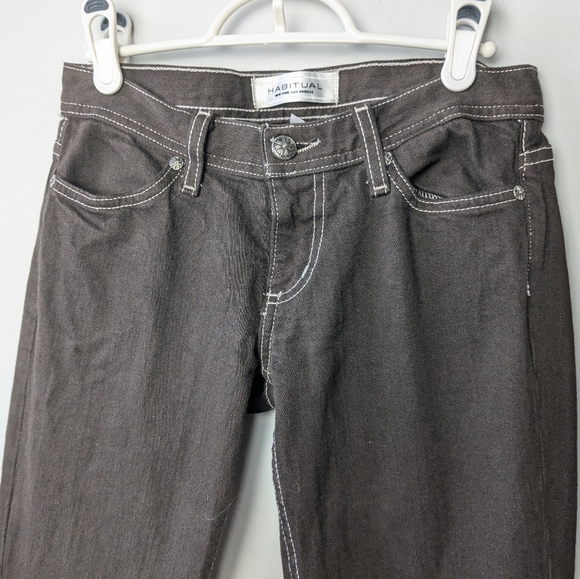 HABITUAL Made In USA Flare Low Waist Jeans Brown Color Y2k Style Size 25 - Picture 2 of 12